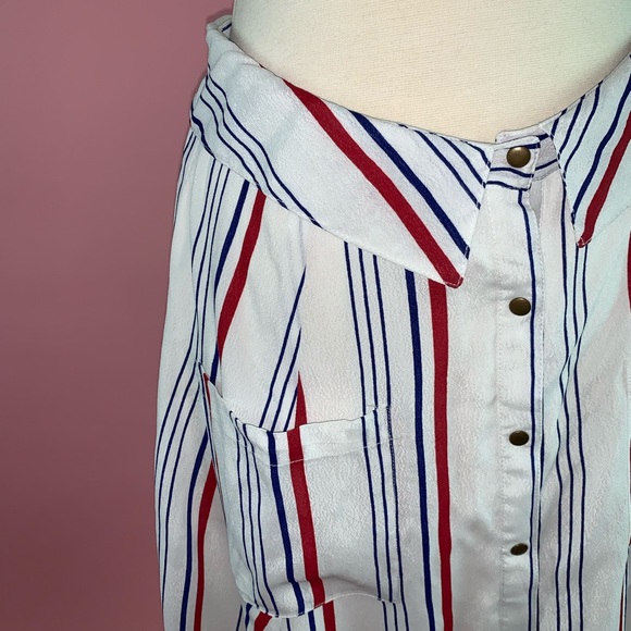 Tularosa Oliver Modest Skirt Blue & Red Stripe - Picture 5 of 7